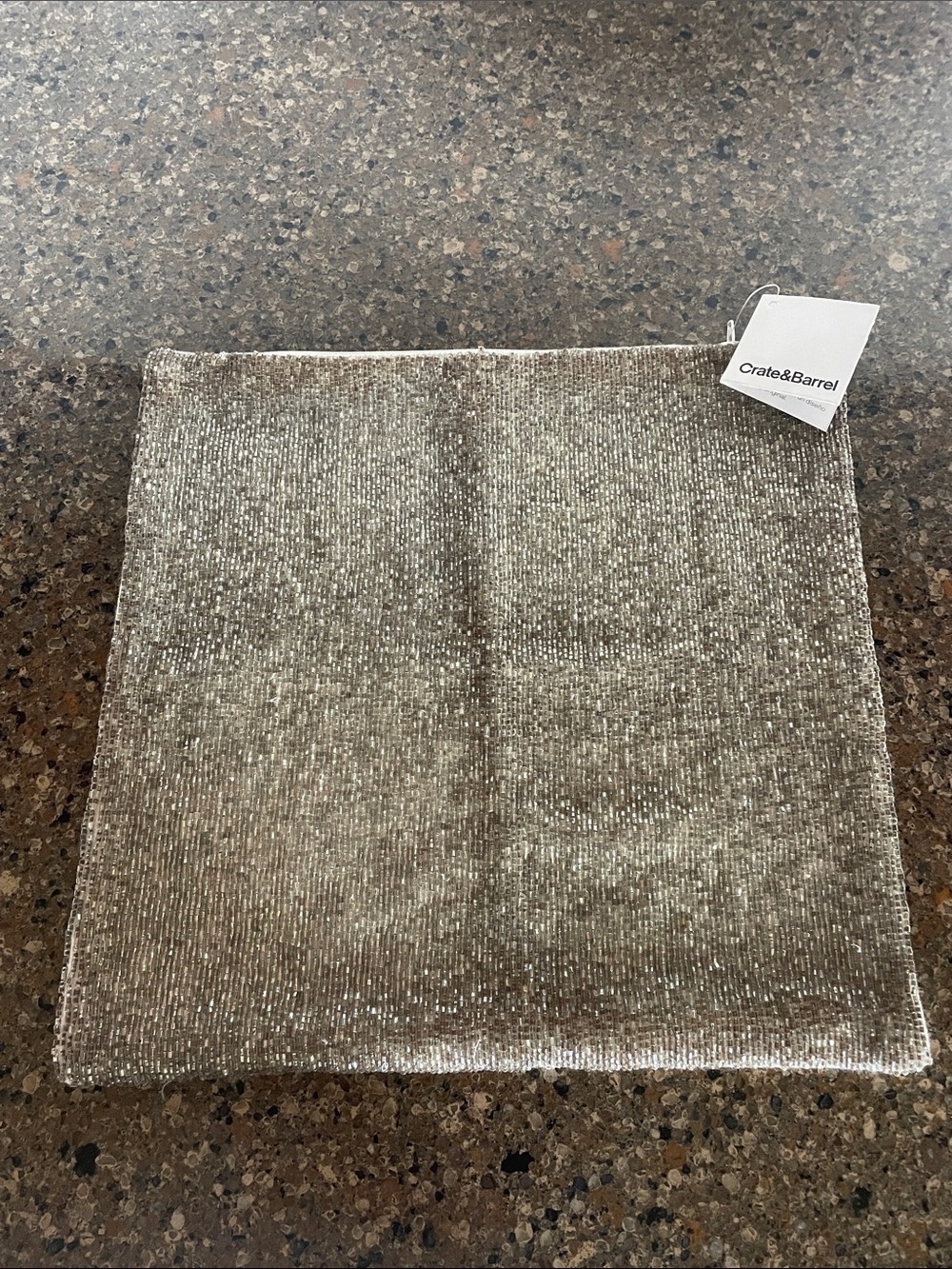 Crate&Barrel NWT Panache Silver Metallic Shimmer Sequin Small Pillow Case Cover